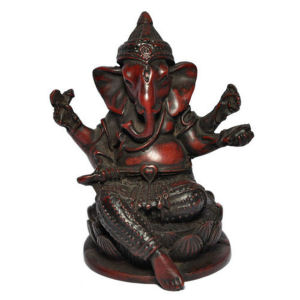 Ganesh Statue with 4 Hands wood looing RG-059B